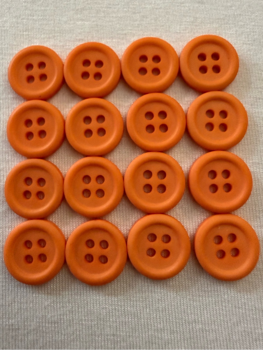 EUVC 1/2 Inch Matte Plastic Bright Orange 4-Hole Sewing Buttons - Pack of 16